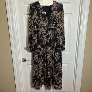 Dokotoo Floral Long Sleeve Tiered Dress